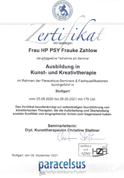 Zertifikat Kunst- und Kreativtherapie